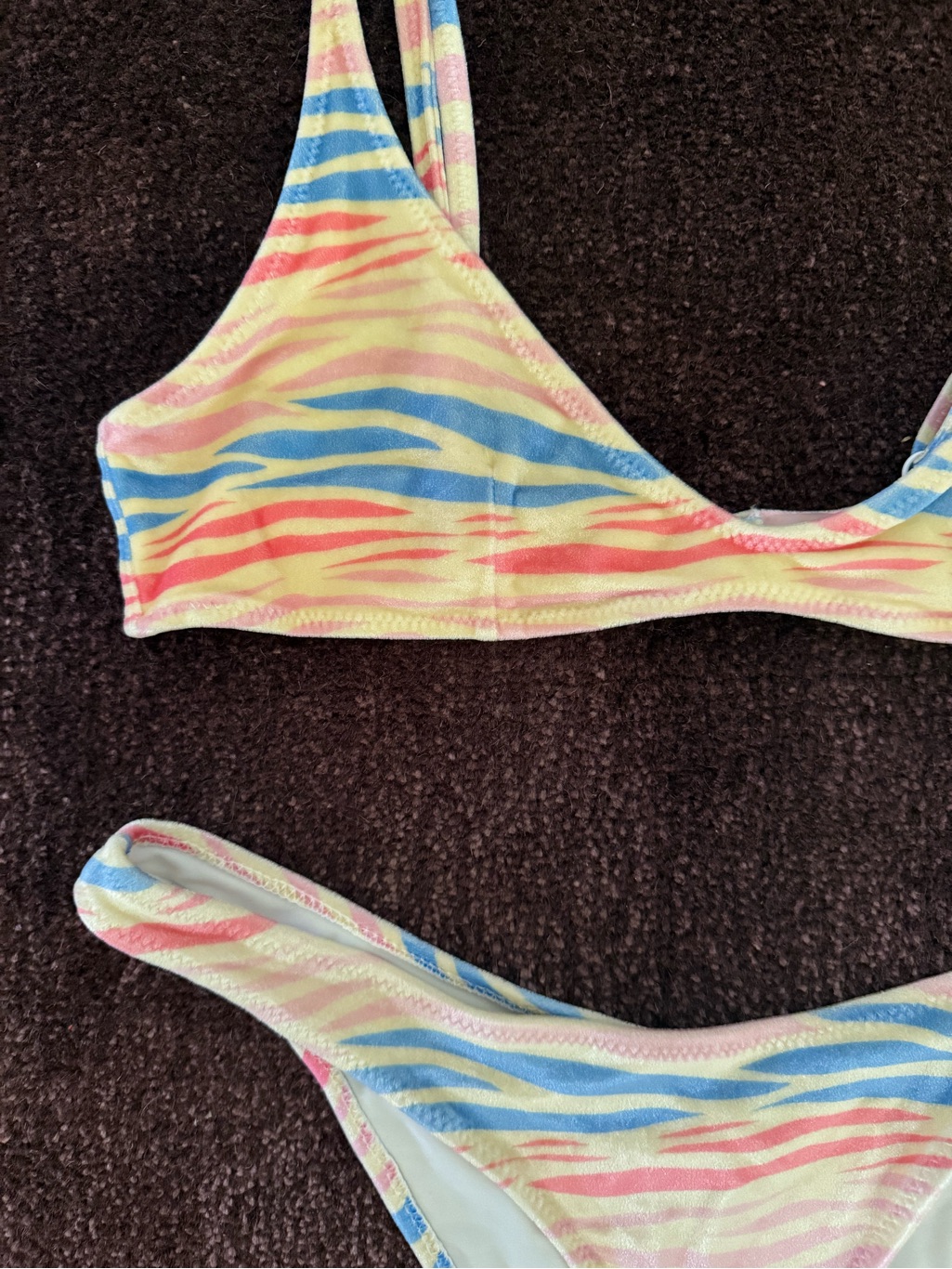 Triangl Multicolor ‘Maia’ Zebra Splash Animal Print Velour Bikini Set $120 — image 4 of 8